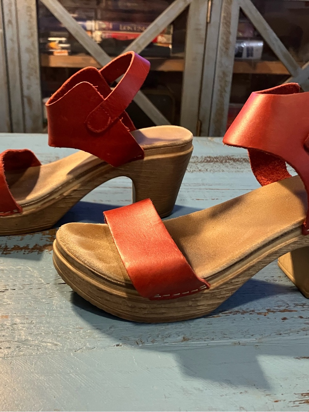 Calou Red Leather Comfortable Flex Clog - Picture 2 of 15